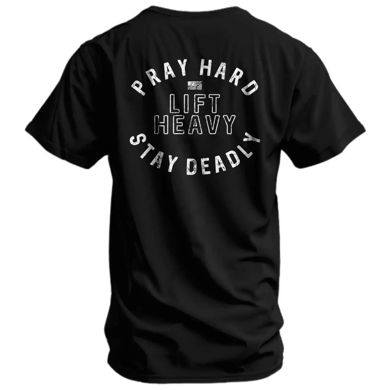 Men’s Cotton Graphic Tee Pray Hard Lift Heavy Stay Deadly Quote Shirt Tactical Fitness Print Faith Inspired Gym Streetwear Soft Breathable Short Sleeve Crewneck Relaxed Fit Everyday Wear Motivational Workout Top