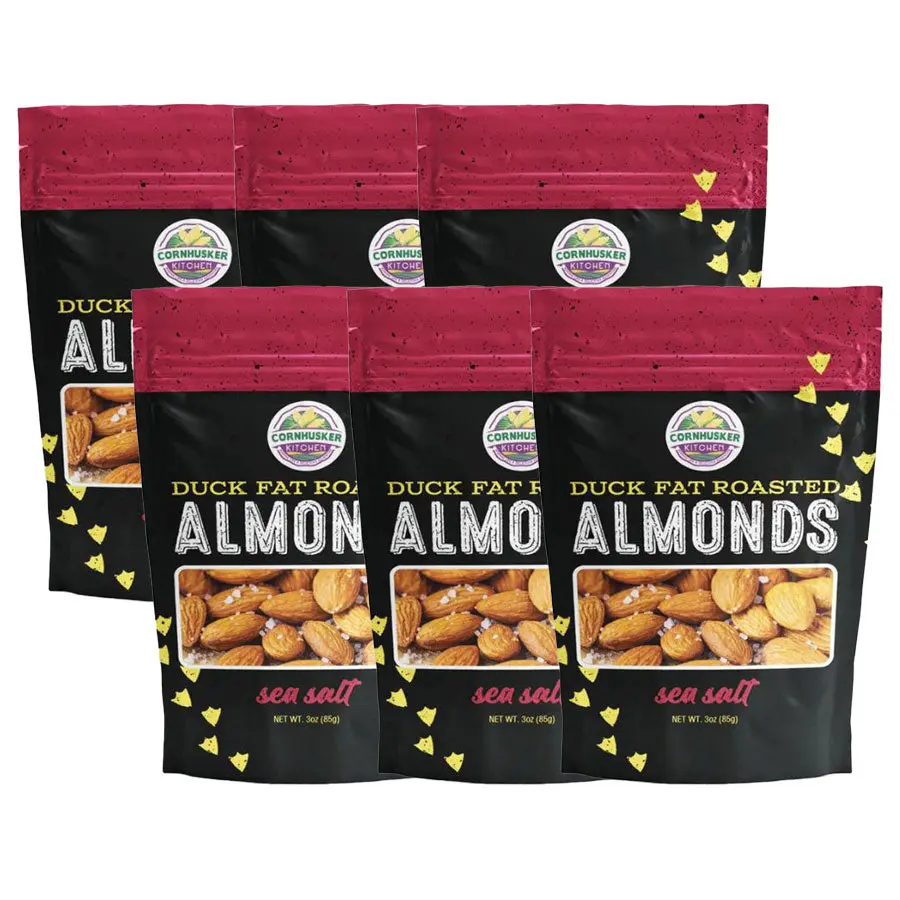 Duck Fat & Sea Salt Roasted Almonds | Pack of 6 | 3 oz | Cornhusker Kitchen