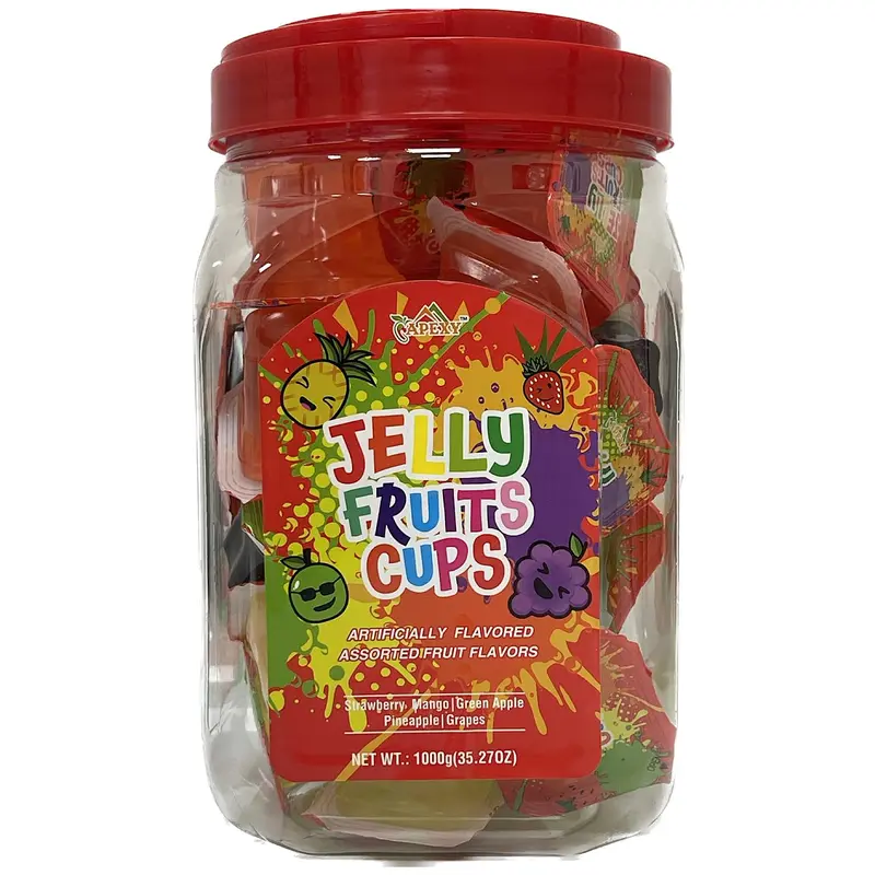 Apexy Fruit jelly cups Fruit Jelly Candy Fruit Juice Jelly Cups Assorted Flavor 35.27oz Sweet Snack Bonbon Soft Grape