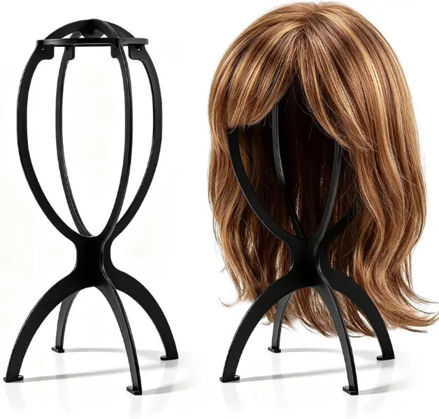 Portable Wig Stand 2 Pack, Stable Wig Holder for Travel, Salon and Home, Foldable Wig Display Stand for Storage and Styling