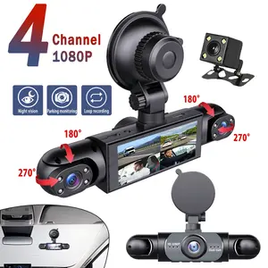 4 Channel Car Dvr Recorder, Automotive Dashcam, 1080P Front & 720p Rear Cameras, Infrared Night Vision, Loop Recording, 3.16 IPS Display, Includes 64GB Storage Card
