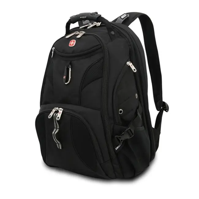 212 MAIN Scansmart Polyester Backpack - 18 in Black, Laptop-Safe, Quick-Open, Scannable, Black Backpacks, Large Versatile, Durable Fabric, Carry-On, Compact Multi-Compartment for School, Large Versatile Backpacks
