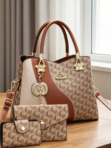 Luxury Women's Handbag, High-End Casual Satchel, Fashionable Handbag, Contrast Print PU Material, All Seasons, Single Shoulder & Crossbody, Shopping Date Bag, Stylish Versatile Bag