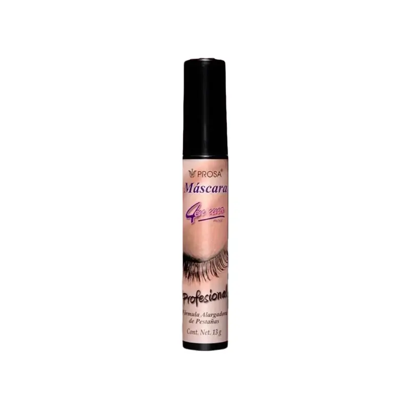 Prosa Professional 4 en 1 Eyelash Mascara Black - Maxi-Volume, Length & Definition, Water-Resistant, Natural Oils, 13g, Made in Mexico (BLACK MASCARA))