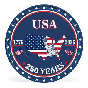Wall Decor Metal Sign 8*8inch 250 Anniversary 4th of July Door Sign US 250th Anniversary 1776-2026 Hanging Sign for Home Porch Outdoor Decor
