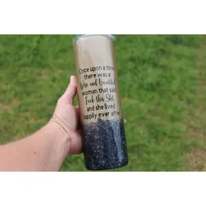 Gold with Black Glitter Wise and Beautiful Woman said F*ck this Sh*t Custom Tumbler, Messy Bun Tumbler, Divorced Gift for her, Breakup gifts Bottle Drinkware