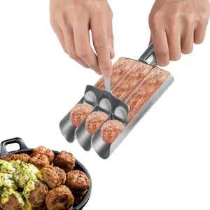 Triple Meatball Maker with Cutting Spade, Multifunctional Meatball Scoop Maker Creative Stainless Steel Kitchen Manual Meatball Making Tools for Quick Cooping Cookie Dough Sorbet(Three Tubes) Smooth Utensils Shaped