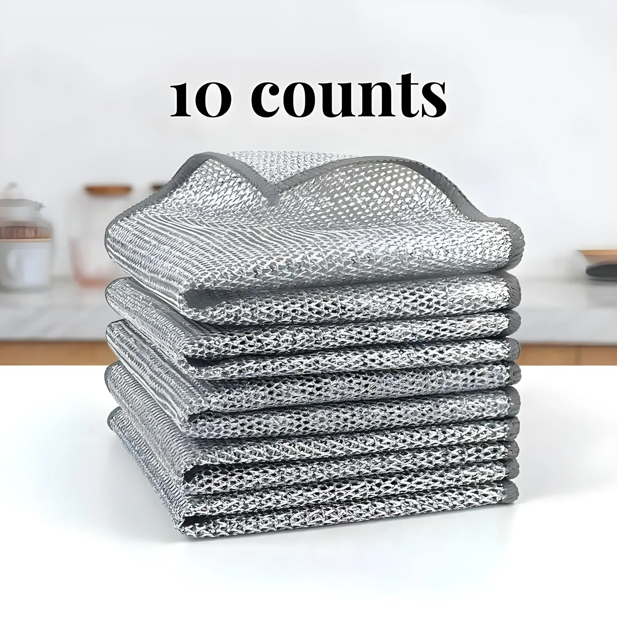 Wire Dishwashing Rag, 10pcs Multipurpose Non-scratch Steel Wire Dishcloth for Wet and Dry Use, Reusable Wire Cleaning Cloth for Kitchen, Sinks, and Pans, Soft Cleaning Towel, Reusable Cleaning Cloths