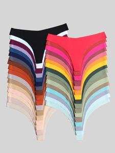 women's solid color v-shaped waist thong, breathable comfortable seamless panty for daily wear, women's underwear for all seasons, women underwear, thongs, undergarments, underwear for women