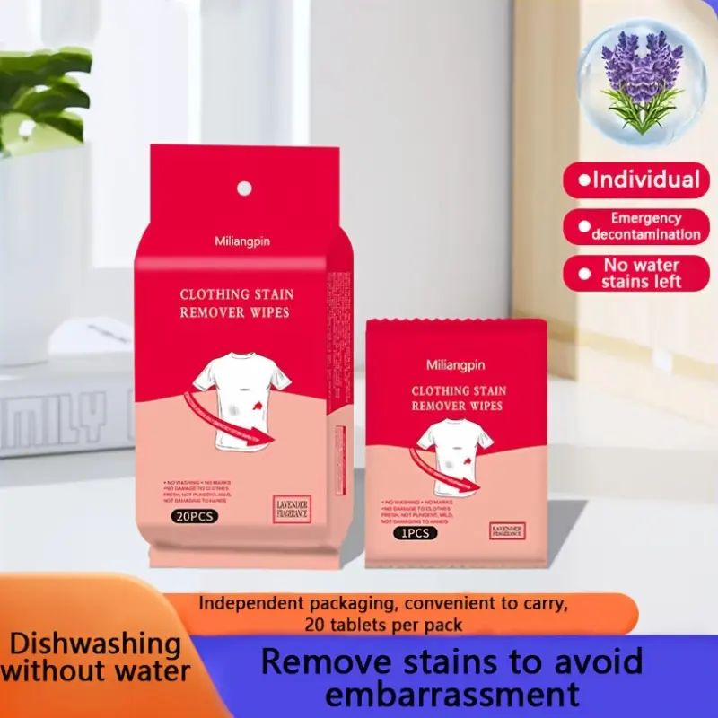 20PCS portable high-efficiency decontamination cloth, quick-drying and residue-free, non-woven fabric material, individually sealed packaging, essential equipment for travel, portable disposable cleaning cloth