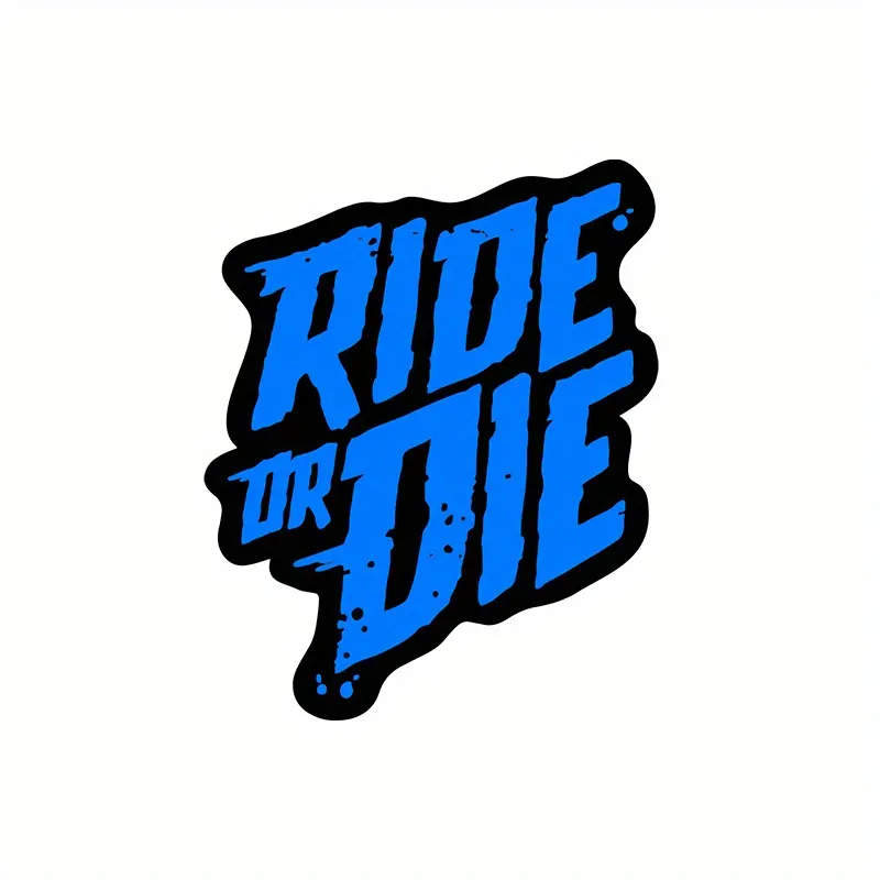 2-Pack RIDE OR DIE Waterproof Vinyl Bike & Motorcycle Frame Stickers Decal - Bold lettering, vibrant colors (pink, blue, yellow, green, red) for mountain bikes, motorcycles, DIY custom, adventure design, weather resistant stickers