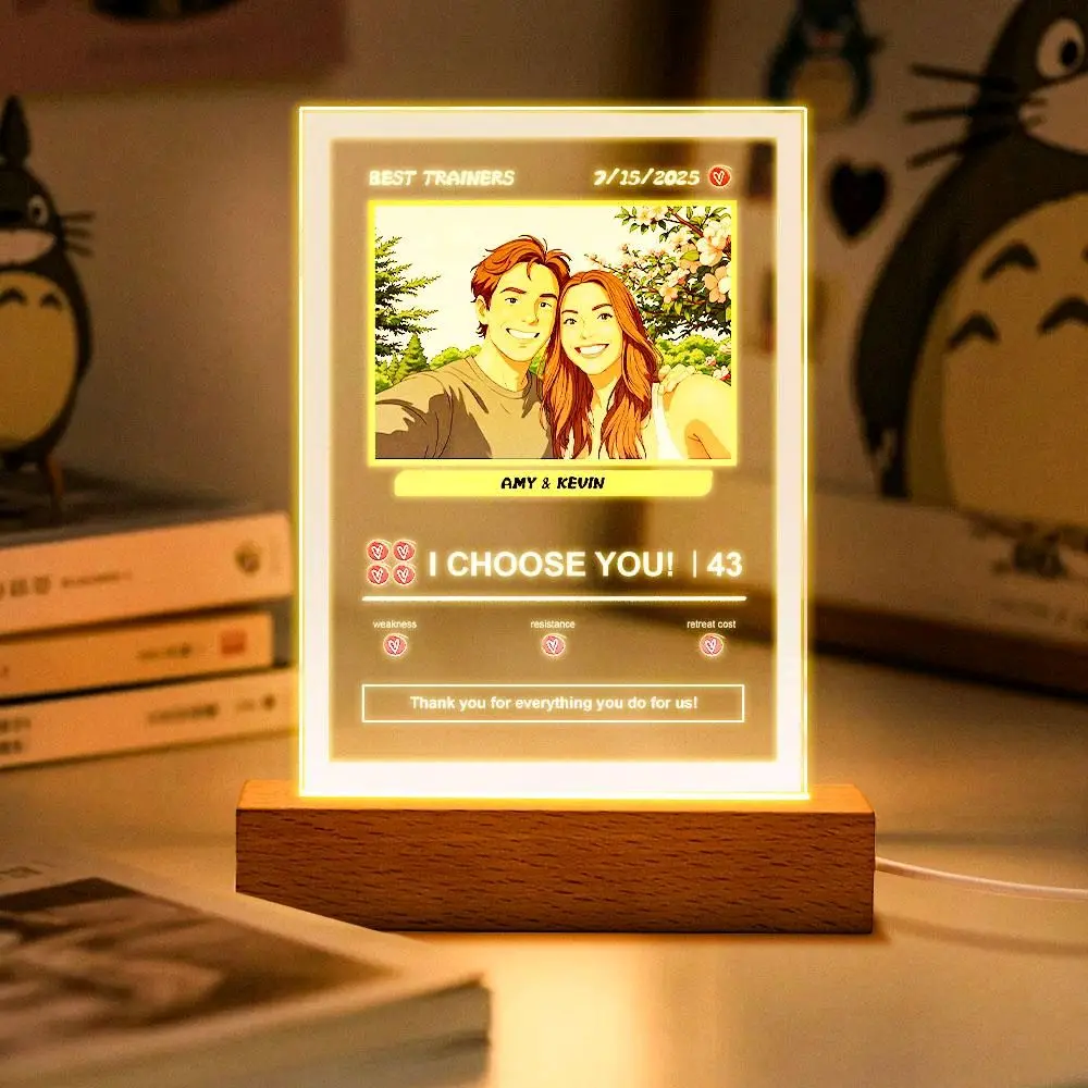 Custom Acrylic Poke Card Personalized Photo and Text Lamp Plaque