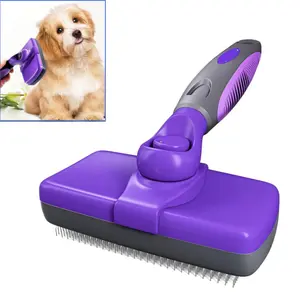 Self-Cleaning Pet Grooming Brush, Slicker Retractable Brush for Dogs & Cats Shedding, Detangling, & Fur Removal with Click Clean Button