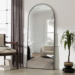 65"x24" Full Length Mirror, Arch Full  Floor Mirror, Wall Mirrors  or Leaning Arched-Top with Stand for Bedroom, Living Room, Dressing Room, Black