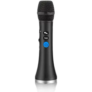 YF79   Microphone with 20W High Power, DSP Chip for Clear Sound, Dual Mic Connectivity for Duet Singing, -Click Vocal Reduction for Karaoke, Portable Design with Loud Volume(Black)