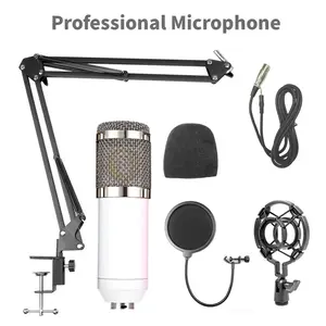 Professional Condenser Microphone Kit Karaoke Studio Mic For Recording Computer With Shock Mount+Foam Cap+Cable+Microphone stand