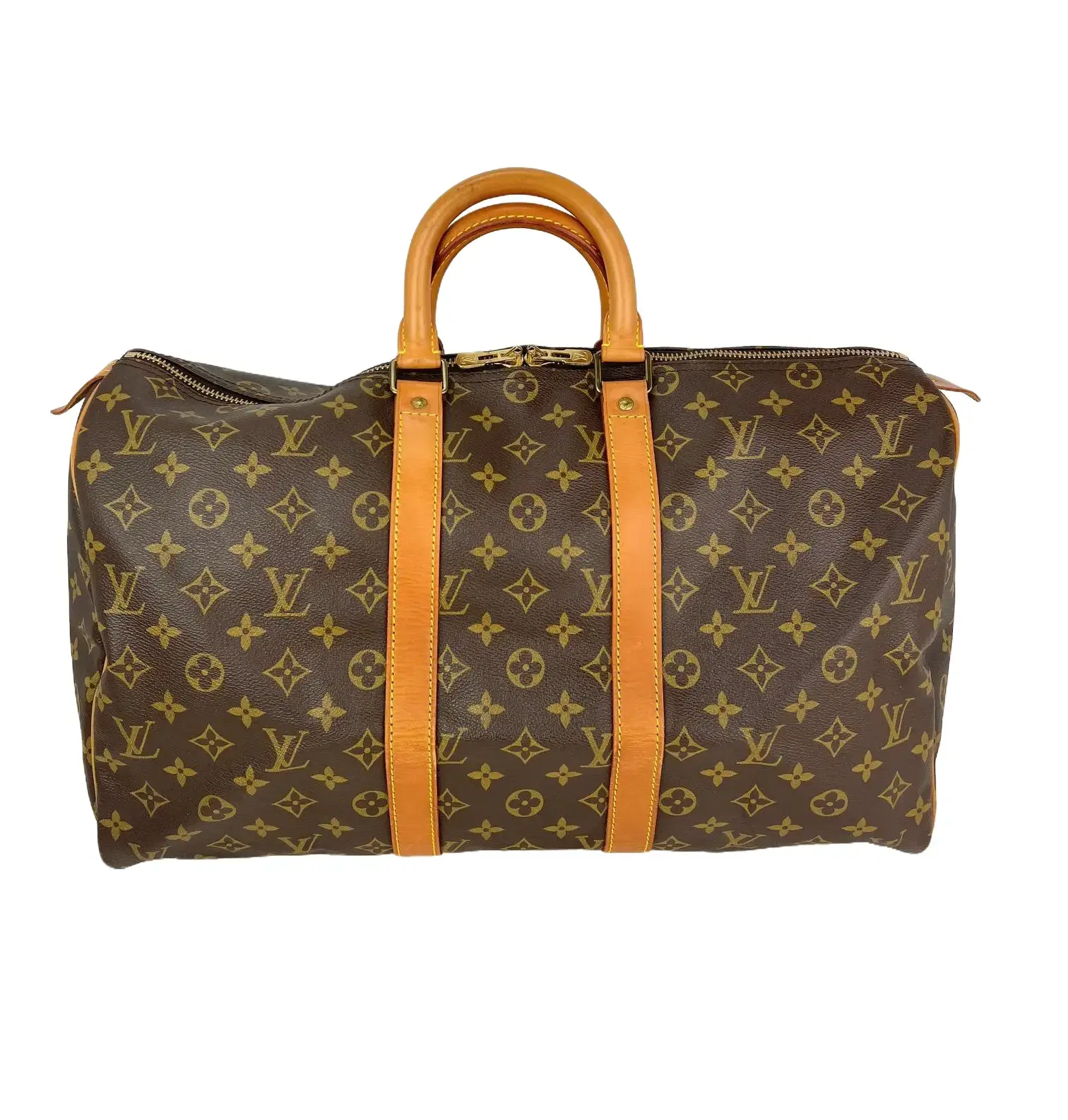 Pre-owned Louis Vuitton Canvas Travel bags Monogram Keepall 45 Duffle Travel Bag with Zipper
