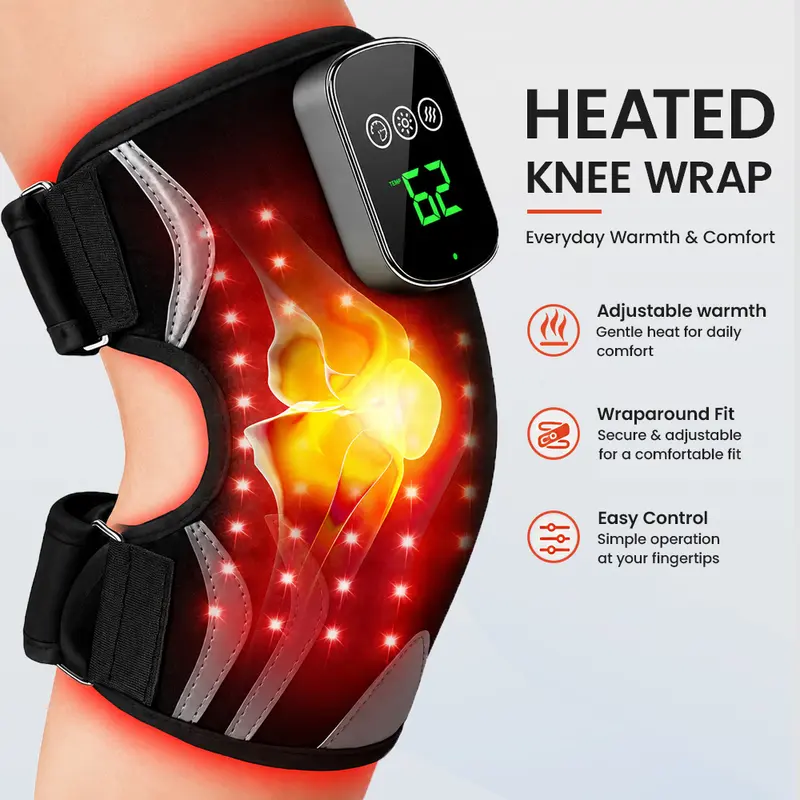 Cordless Multi-Joint Vibration Massager - 3000mAh Battery Powered, 3 Temperature Settings, 3 Vibration Modes, Universal Heating Pad for Body Knee/Hip Pain Relief, Extra Straps Included, Mens Christmas Gift Ideas for Him (Adult Self-Care)