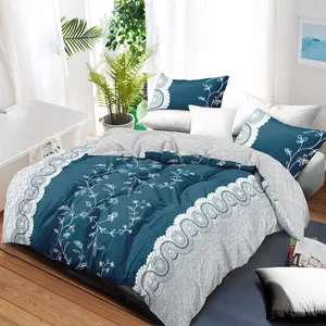 Blue Floral 3-Piece Comforter Set – 2-in-1: Lightweight Quilt in Summer, Mattress Topper in Winter. Soft bamboo polyester, delicate flower print, wrinkle & fade resistant. Machine washable. Queen/King/Cal King. #FloralComforter #BlueBedding