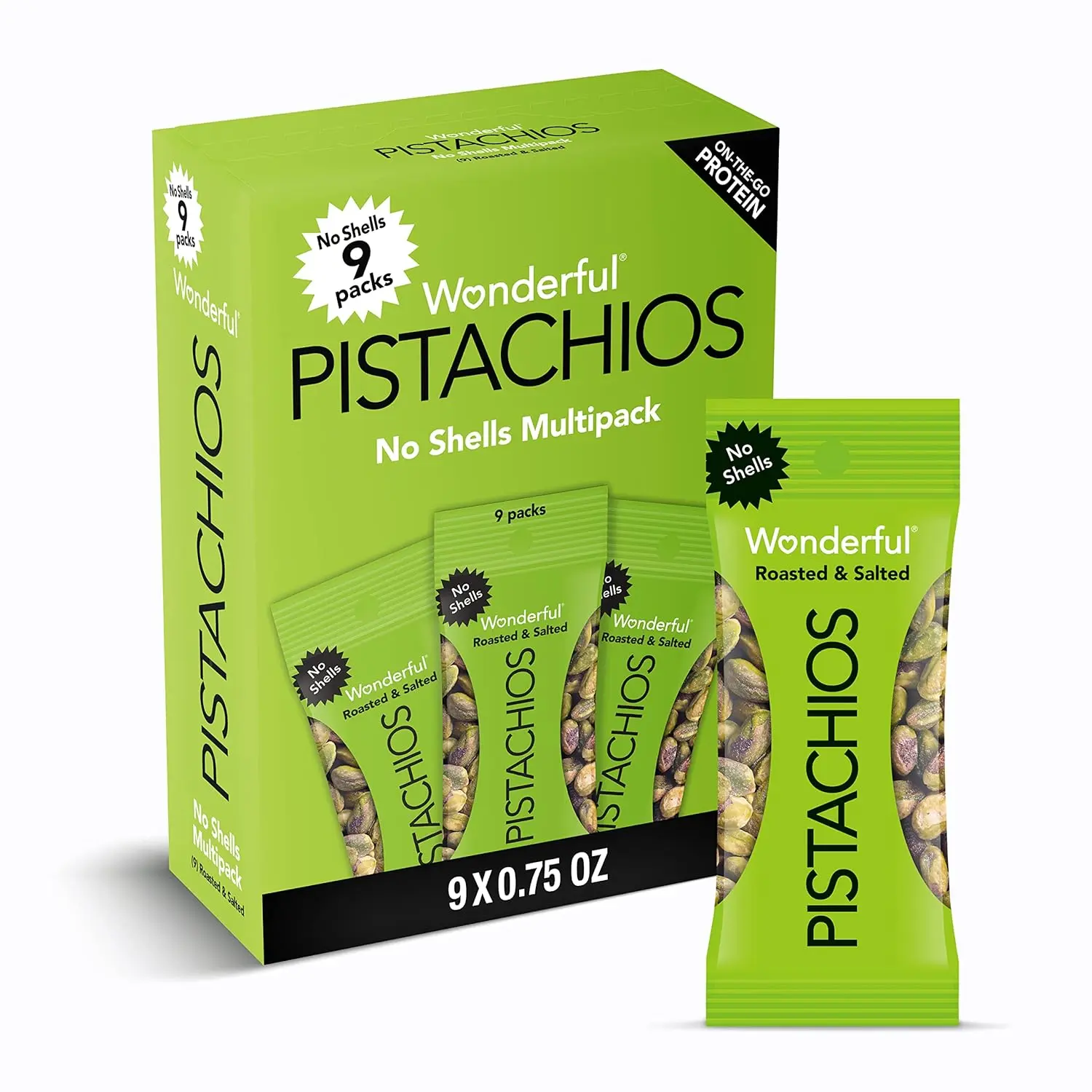 Roasted & Salted Shelled Pistachios, 0.75 oz Individually Wrapped Nut Snack Packs (Pack of 9) - High Protein, Gluten-Free, USA-Made Healthy On-the-Go Savory Snacks, School