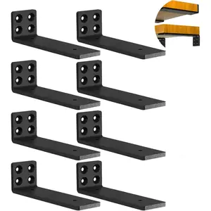 Floating Shelf Brackets Heavy Duty 10 Inch Long Hidden L Shelf Bracket Wall Shelving Supports (8 Pack)