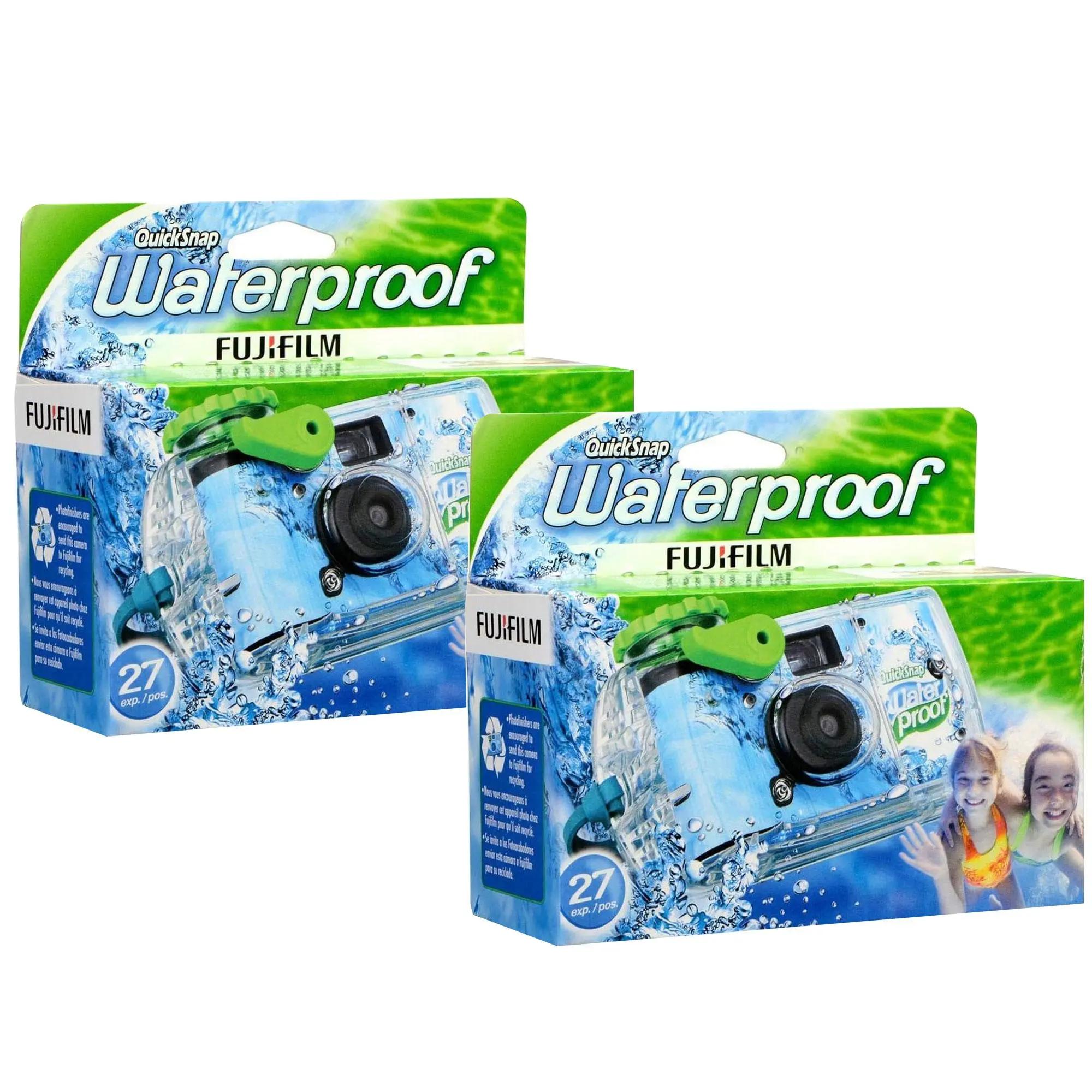 2x Fujifilm QuickSnap 800 Waterproof Disposable 35mm Camera - 27 Exposures