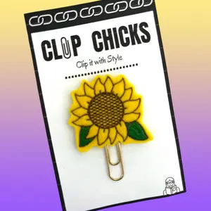 Sunflower Novelty Paper Clip, Fun Bookmark, Planner Clip, Journal Accessories, Paper Organizer, Whimsical Gift for Readers and Writers, Unique Gifts under $5.