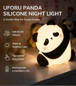 UFORU Cute Panda Night Light, LED Squishy Novelty Animal Night Lamp, 3 Level Dimmable Nursery Nightlight for Breastfeeding Toddler Baby Kids Decor, Cool Gifts Kids (Panda Pangda) summerwins