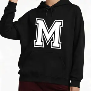 Letter M Varsity Alphabet Hoodie – Stylish Long Sleeve Monogram Sweatshirt