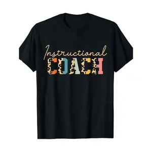 Men'S & Women'S 180gsm Heavyweight 100% Coach Appreciation T-Shirt - Elegant Crew Neck Short Sleeve with Leopard Print Lettering & Geometric Pattern, Soft Casual Unisex Shirt for Instructors, Coaches, Teachers - All-Season Crewneck Menswear Tshirt