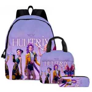 New 3D K-POP 3-Piece Set: School Backpack, Lunch Bag, and Pencil Case fashionable and versatile,casual and trendy, suitable for school