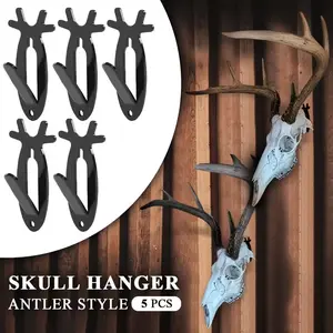 Vintage Metal Deer Head Wall Hooks Set of 5, Rustic Home Decor for Bathroom Bedroom Balcony, Includes Installation Screws