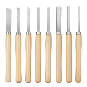VEVOR Wood Lathe Turning Tool Set, 8PCS, Lathe Chisel Set with Carbon Steel Blade, 2 Skew, 1 Spear Point, 1 Parting, 1 Round Nose, 3 Gouge Tools, 1 Oxford Bag, for Beginners, Hobbyists, Professionals
