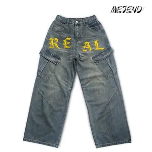 Men’s Baggy Jeans, Loose Fit Denim Pants, Casual Streetwear Style, Trendy Vintage Fashion Bottoms