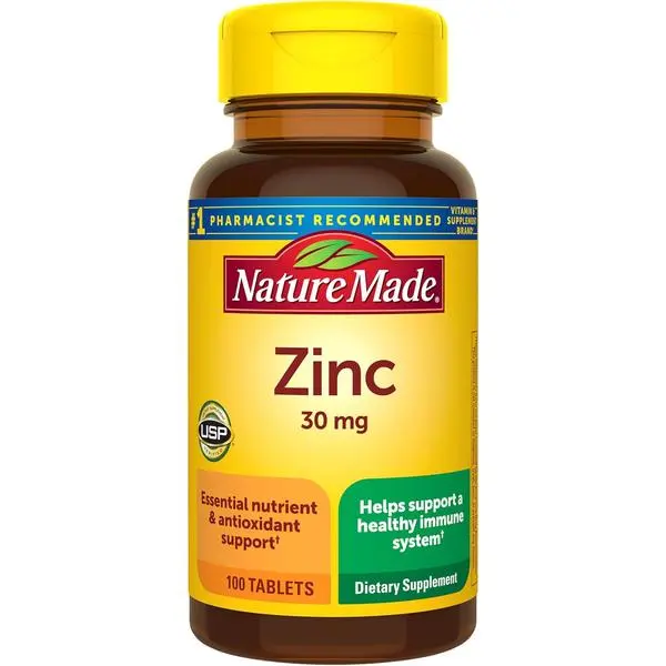 Nature Made Natural Zinc Vitamin-Mineral Supplement, 30 mg, Gluten-Free Immunity Boost for Men-Women, Antioxidant Support Dietary Tablets, 100 Count, 100 Day Supply, Minerals