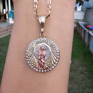 Hermoso round san juditas tadeo pendant necklace