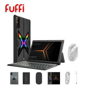 FUFFI intelligent Android WiFi tablet computer comes with LED lighting effect. It has a 10.1-inch screen, an 8-core processor, 4GB RAM and 64GB ROM. It is equipped with a shock-proof protective case, a keyboard and mouse set, and a stylus.