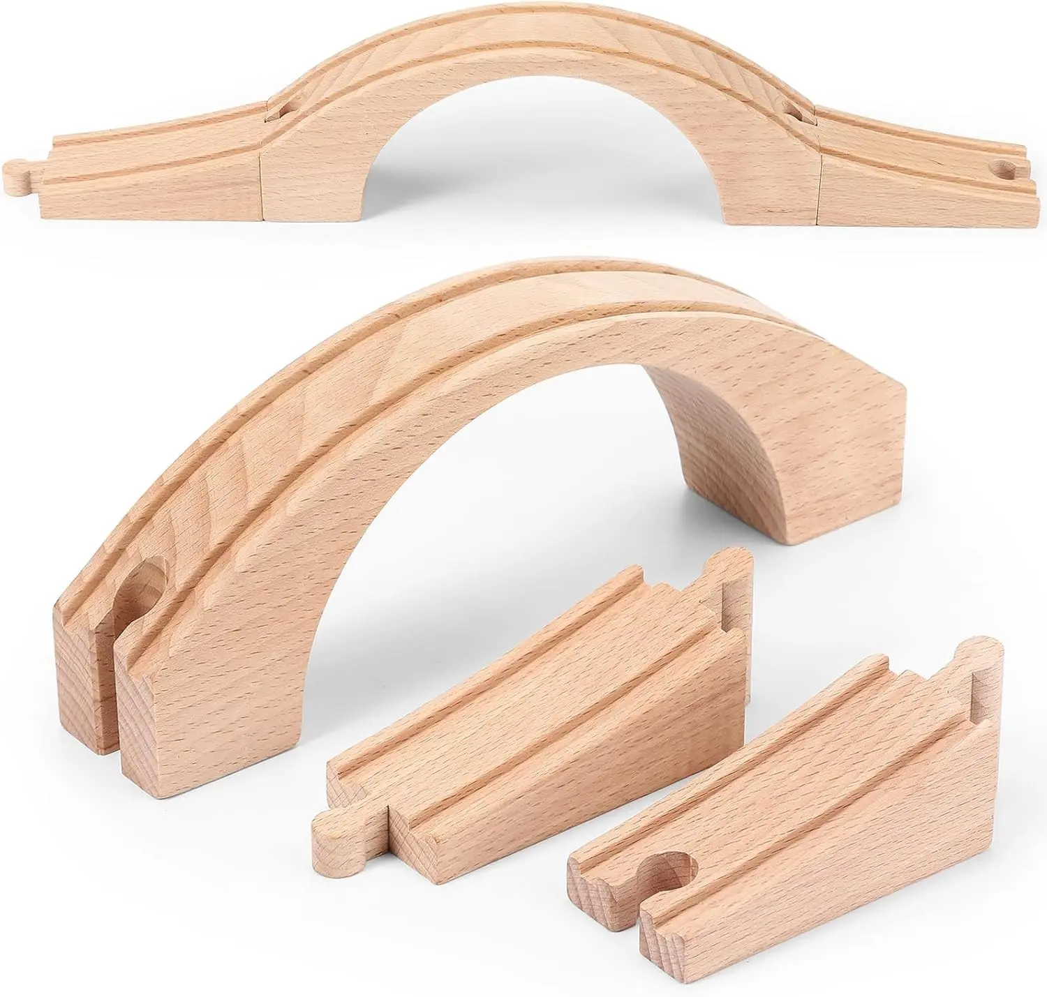 Wooden Train Track Expansion Accessories Wooden Bridge for Most Major Toy Railway