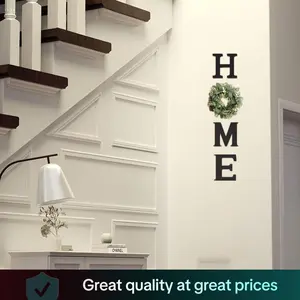 Wooden HOME Letters with Artificial Eucalyptus Wreath, Modern Hanging Farmhouse Sign, Wall Decor for Living Room and Kitchen and Christmas