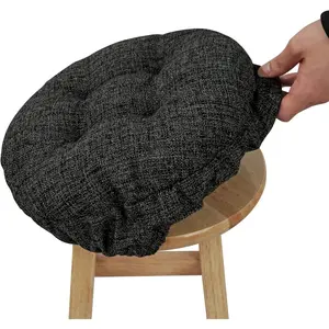 Modern Bar Stool Cushion Dia.13, Fashion Interweaving Design Anti-Skid Silicone Round Padded Stool Seat Cushion Cover Black M 1