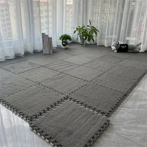 12-piece thick and seamless carpet, suitable for bedrooms and living rooms, bedside carpet, warm seamless pad, washable, soft and non-slip, size 29.97*29.97 centimeters
