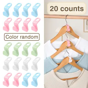 20 Counts Clothes Hanger Connector Hooks, Space Saving Vertical Organizer for Closets，Random Color