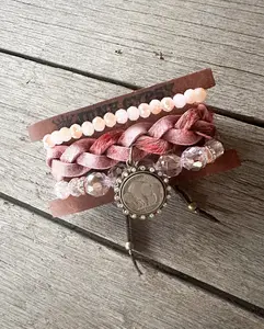 Pink Braid Stacker Bracelet Set