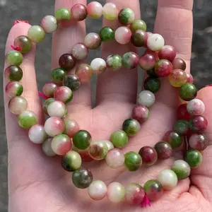 Handmade 8mm Watermelon Chalcedony(Enhanced) Crystal Bracelet