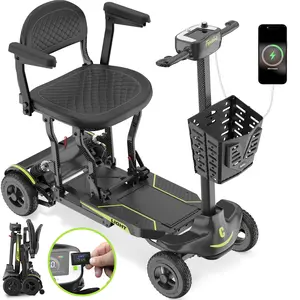 Auto Folding Mobility Scooter for Seniors, 30LBS Lightweight 4 Wheel Electric Scooter, Remote Control Fold, 14 Mile Range, 27.5lbs Capacity-Yellow