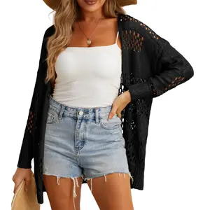 GRECERELLE Women Summer 2026 Cardigan Sweater Lightweight Breathable Open Front Cover Up for Beach Vacations