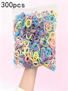 300pcs / Loose elastic hair ties, small size, high elasticity, hair-friendly for girls, cute hair ropes, seamless fabric hair rings, Hair Scrunchie