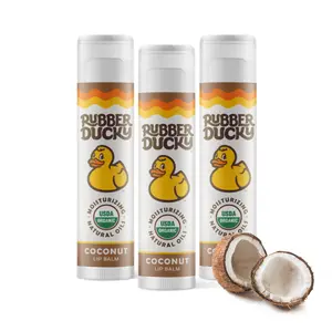 Rubber Ducky Organic Coconut Lip Balm 3-Pack USDA Certified Natural Ingredients Long Lasting Hydrating Moisturizer with Sunflower & Beeswax for Soft Smooth Lips Daily Use
