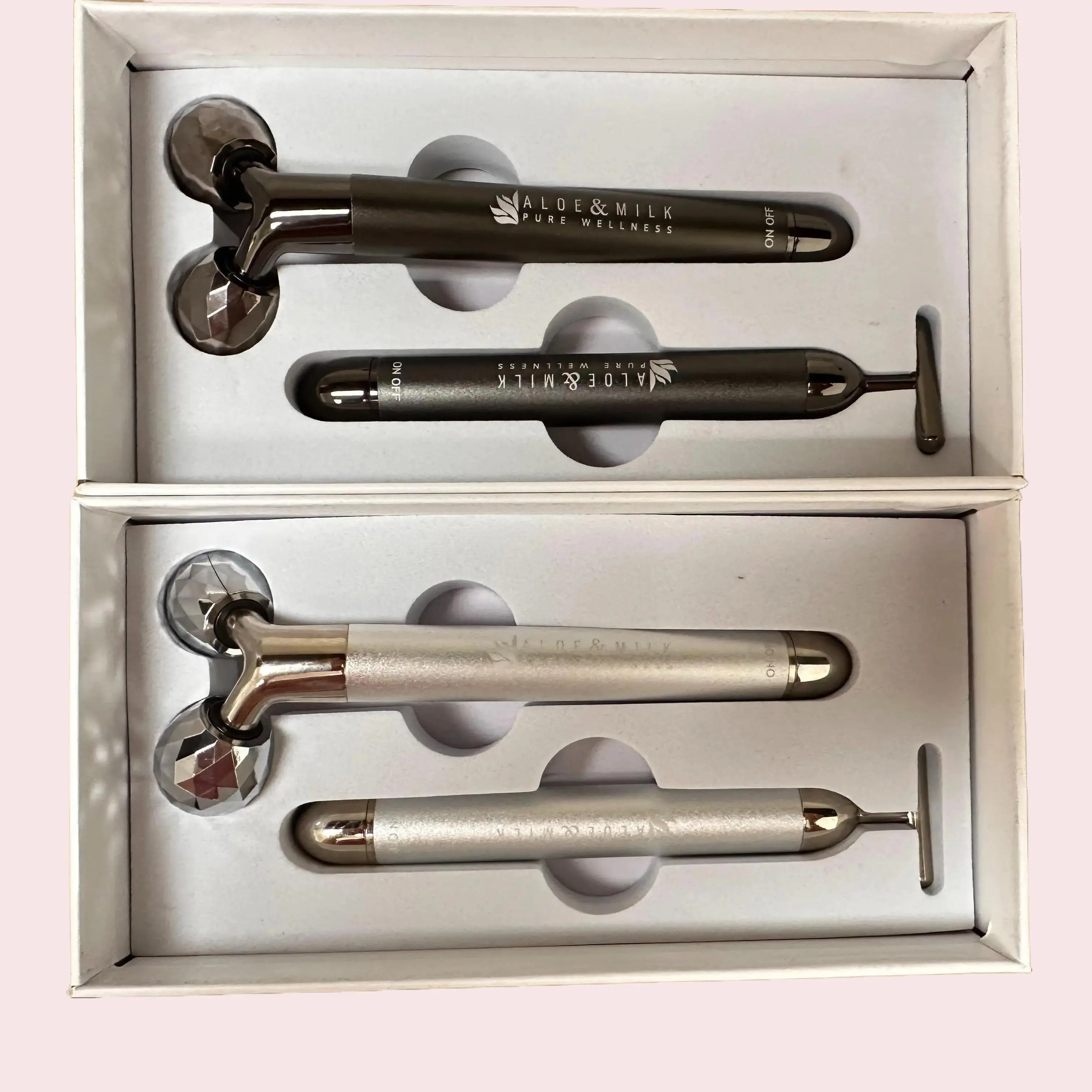 OLS | Hot selling dual set roller stick rolling massage beauty stick facial massage stick lifting slimming face device Skincare Comfort dual pack with roller and Tbar tools. Available in Onyx or Platinum colors