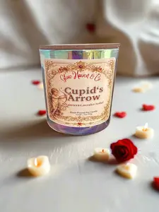 Candle of the Month: Cupid’s Arrow - 7 oz Soy Wax Candle with Bergamot Lavender Amber Scent - Limited Edition Romantic Blend - 35-40 Hour Burn Time